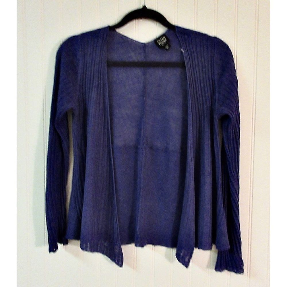 Eileen Fisher linen cardigan buleish/purple sz petite/petite